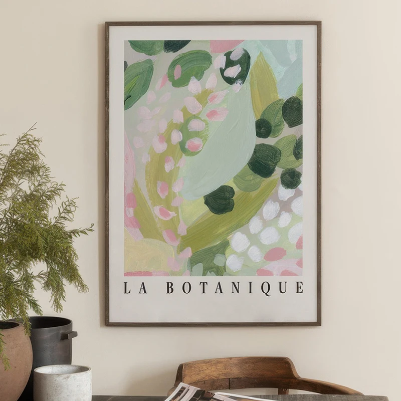 Botanica Verde Abstract Floral Geometric Canvas Art Print