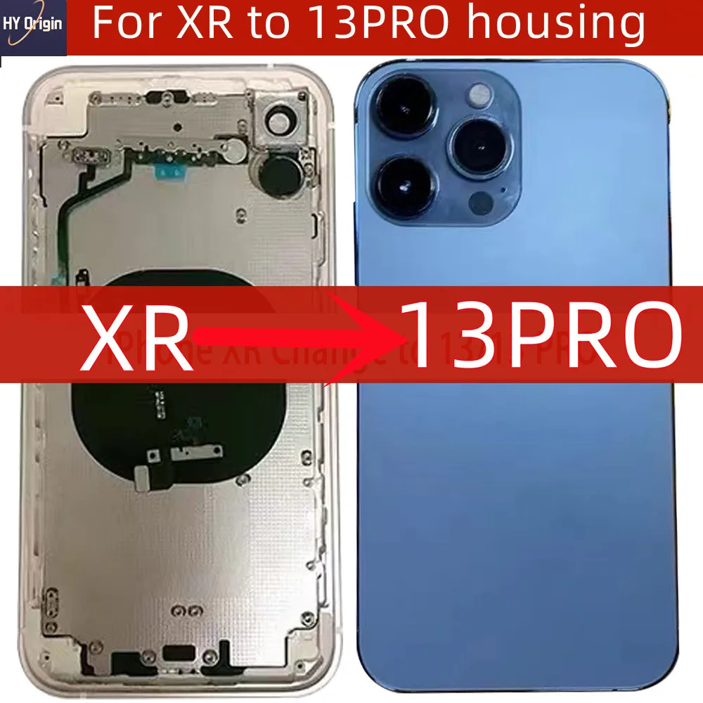 

For XR Like 13 Pro Housing XR Up To 13 Pro Housing For XR To 13 Pro Back DIY Back Cover Housing Battery Middle Frame Replacement