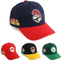 Game Super Mario Bros Anime Kids Cap Luigi Children’s Baseball Cap Mario Costume Sunshade Letter M Hat Kids Gift For Boys 1