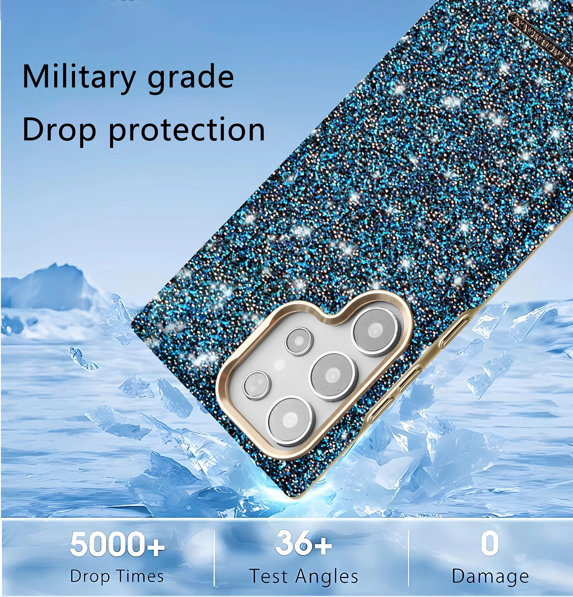 Magnetic Suction Ring Electroplated Anti-Drop Glitter Phone Case