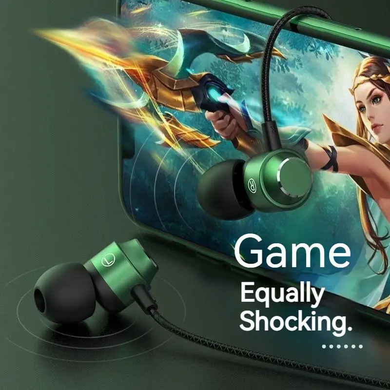 #Metal Magnetic Type C&3.5mm Wired Earphones For Samsung In-Ear Headphones Hifi Stereo Headsets Noise Reduction Gaming Handsfree 3