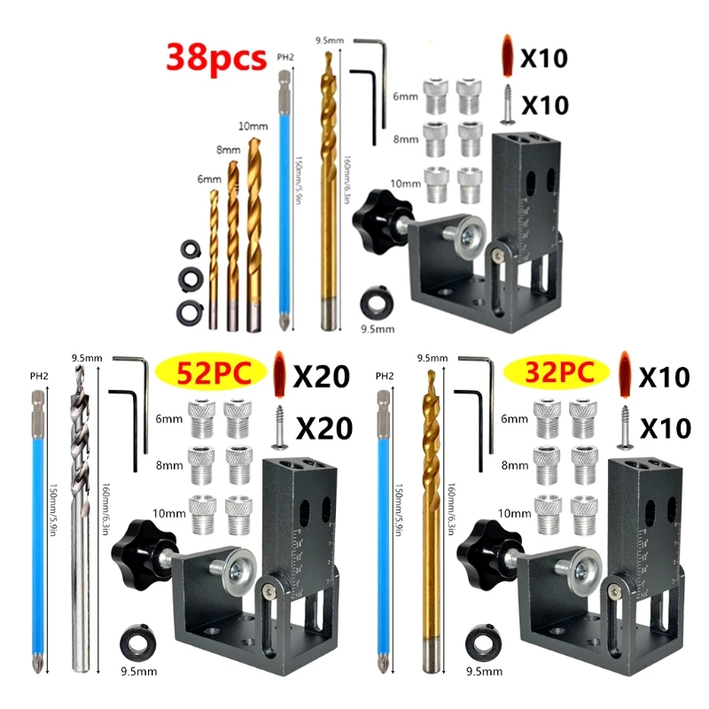 

Positioner Guides Joint Tool Drilling Hole Locator Adapter for Carpenters DIY Woodworking