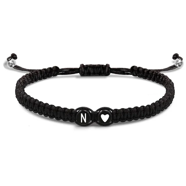 26 lettres initiales coeur Bracelets à la main réglable A-Z nom tressé Bracelets pour femmes hommes amitié bijoux cadeaux
