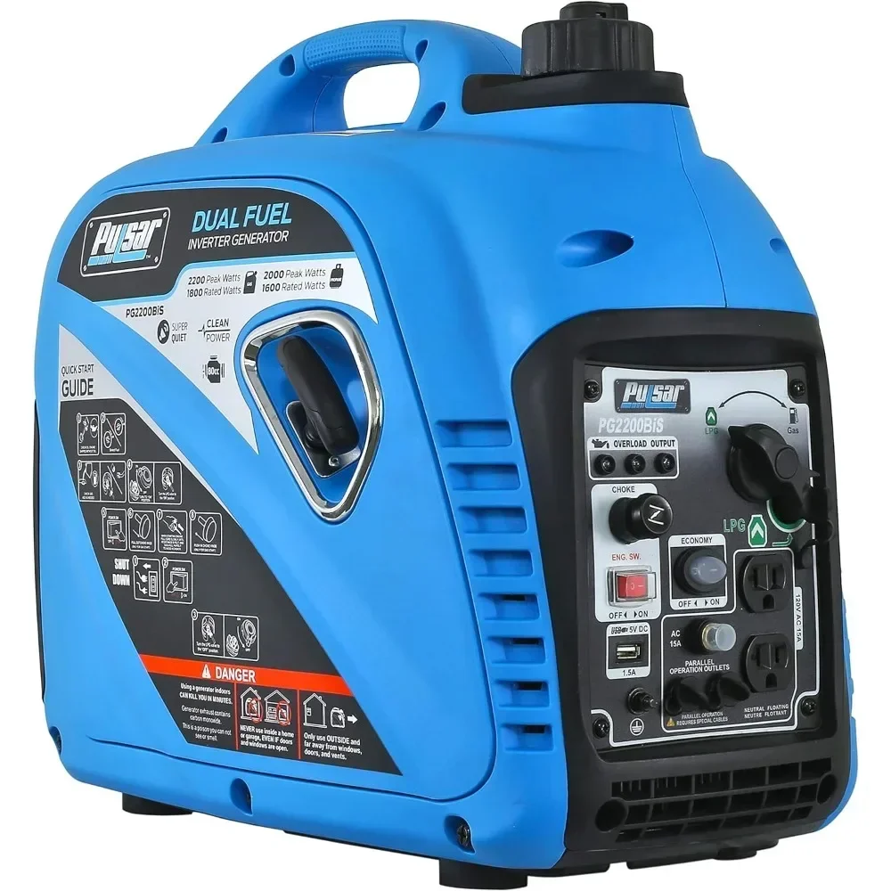 2,200W Portable Dual Fuel Quiet Inverter Generator with USB Outlet & Parallel Capability, CARB Compliant, PG2200BiS
