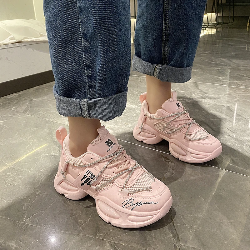 Shoes for Women 2024 Fashion Lace Up Women's Vulcanize Shoes Summer Outdoor Sport Shoes Ladies Sponge Bottom Women Sneakers