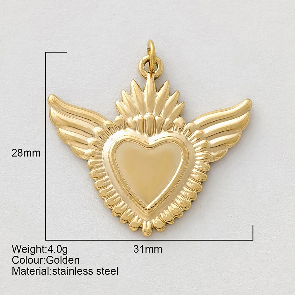 Minimalistischer herzförmiger Anhänger aus goldfarbenem Edelstahl, DIY-Schlüsselanhänger, Halskette, Armband. Klobiger, trendiger Damenschmuck – Detail 7