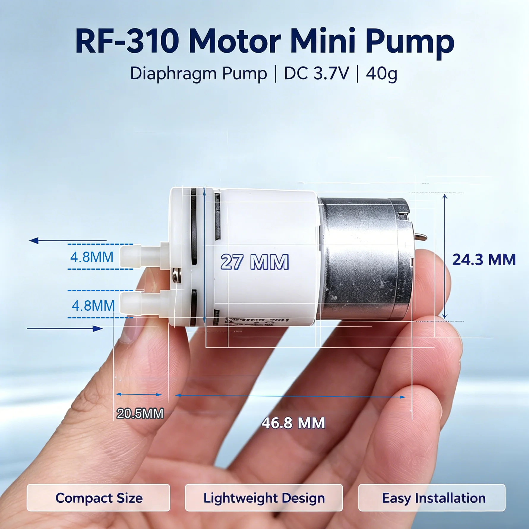 Mini Self-priming Suction Water Pump 27mm Diaphragm Motor DC 3V 3.7V 310 Small Dispenser Pump
