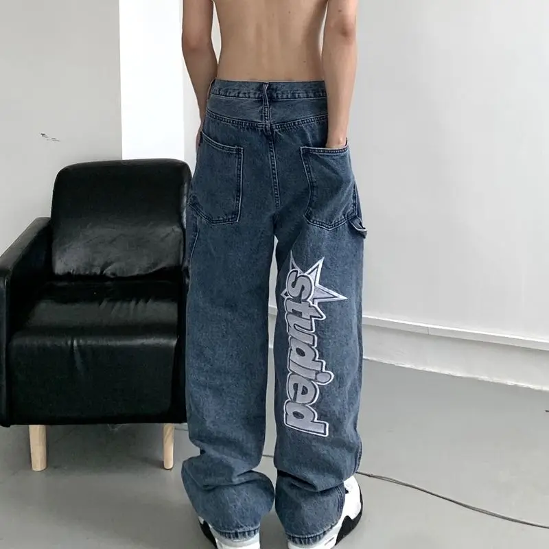 

American Retro Vibe China-Chic High Street Pants Fashion Brand European American Hiphop Fried Street Jeans Men's Design Sense