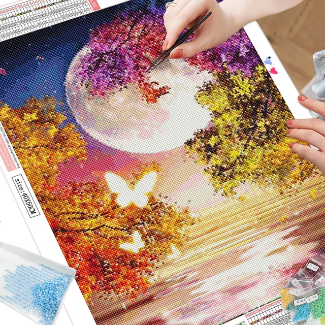 Pintura de diamantes cuadrados 5D, arte bordado de diamantes de Luna,  mosaico hecho a mano, decoración del hogar, novedad - AliExpress