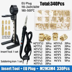 Heat Set Insert Tool Kit with Soldering Iron Tips and Brass Threaded Nuts (340pcs EU M2 - M4)
