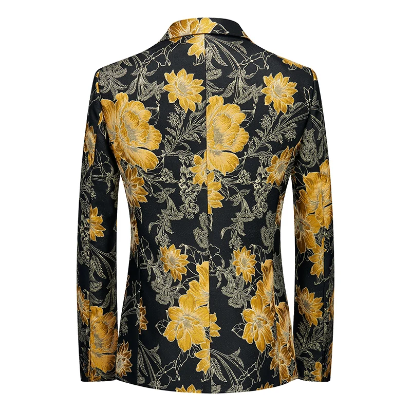 Men's high-end brand suit jacket Blazer slim business casual print baroque men's suit jacket social banquet dress suit jacket 2