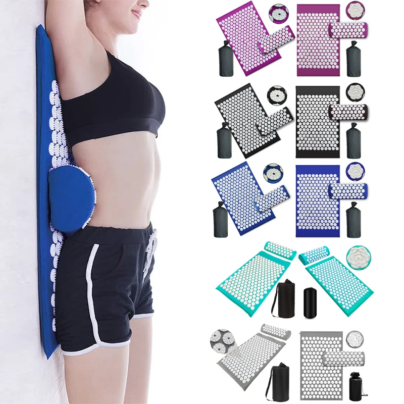 Pillow Massager Set Eco Lotus Acupressure Cushion Set with Kuznetsov Applicator for Back Pain Relief Foot Massager Mat massage pad