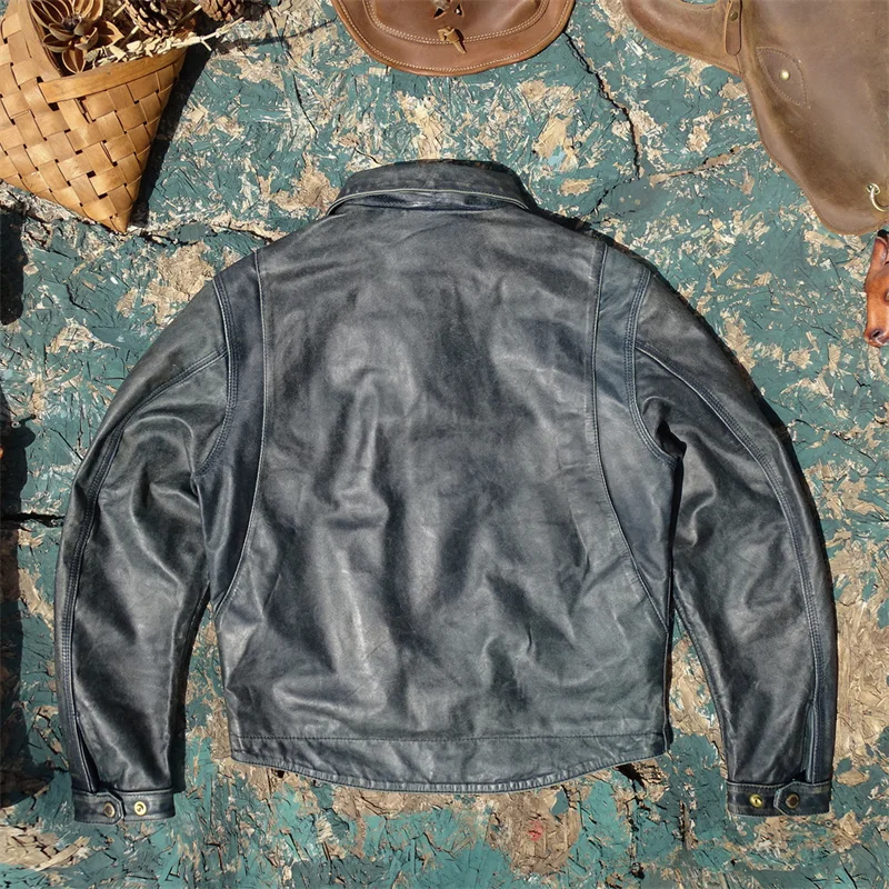 Detroit Sle! Enzyme Waed Vintage Leather Jaet Men's American Workwear Collar Leather Jaet Youth ort Sle Faion