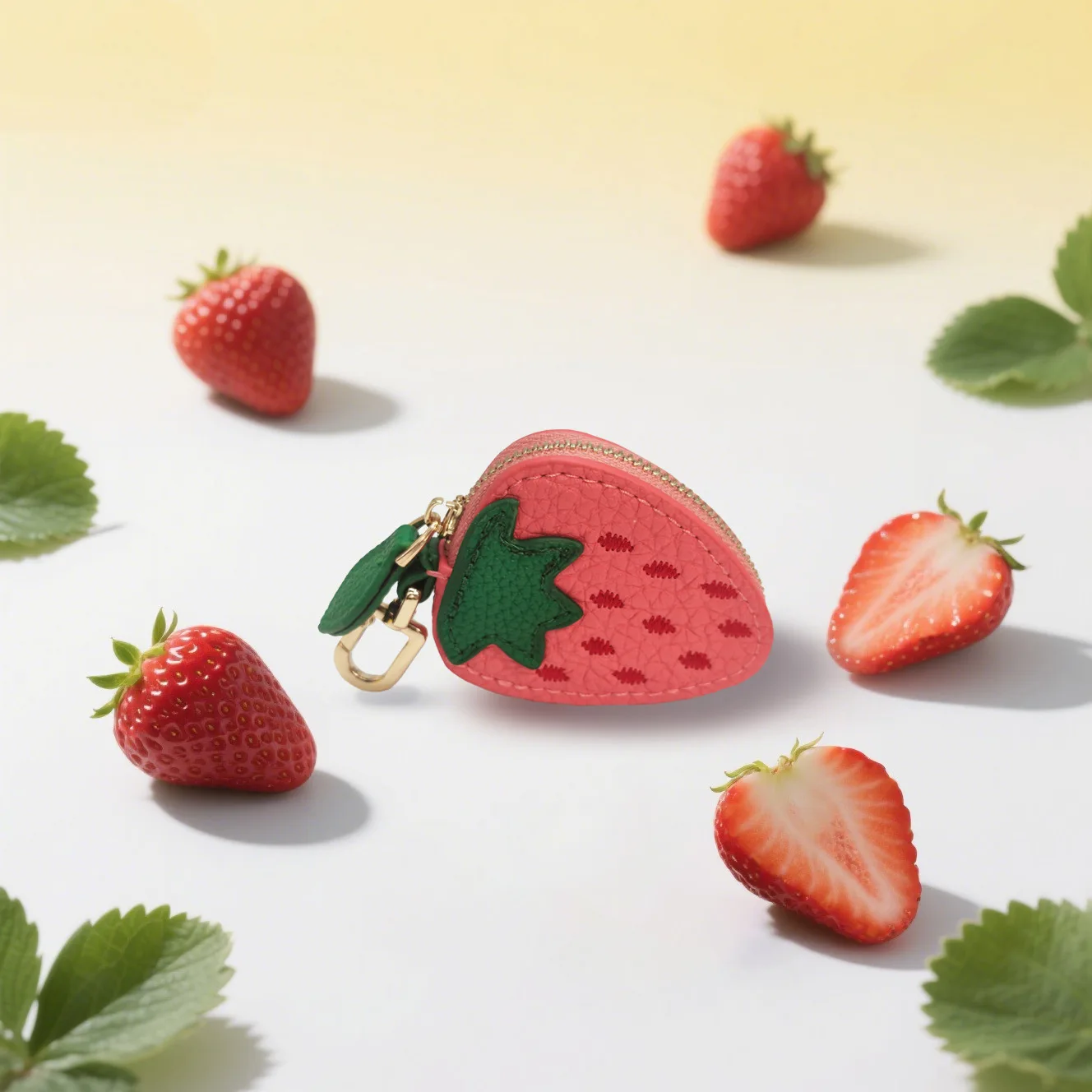 Fruit-Themed Coin Purse,Coin Storage Small Wallet with Keychain,Zipper Closure,Cute Fruit Design,Fashionable Pendant Accessories