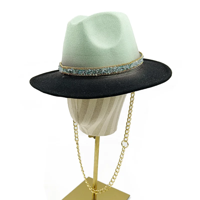 Kette Punk Strohhut neue Sonnenhut Goldkette Zubehör Jazz Hip Hop Sommer hut Punk-Stil Strand hut Kirchen hut – Detail 31