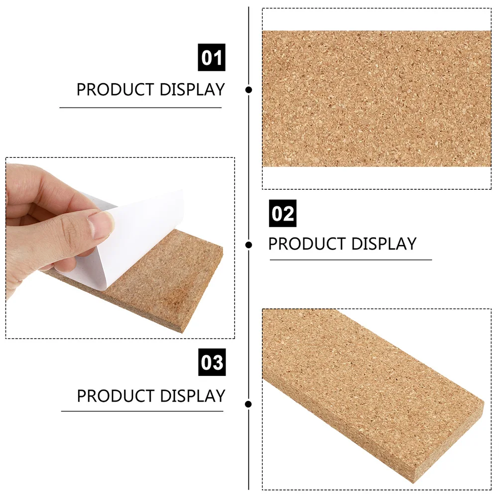 4 Pcs Adhesive Cork Strips Office Home Bulletin Ornament Natural Frameless Paper Bulletin Strips Self-adhesive Cork