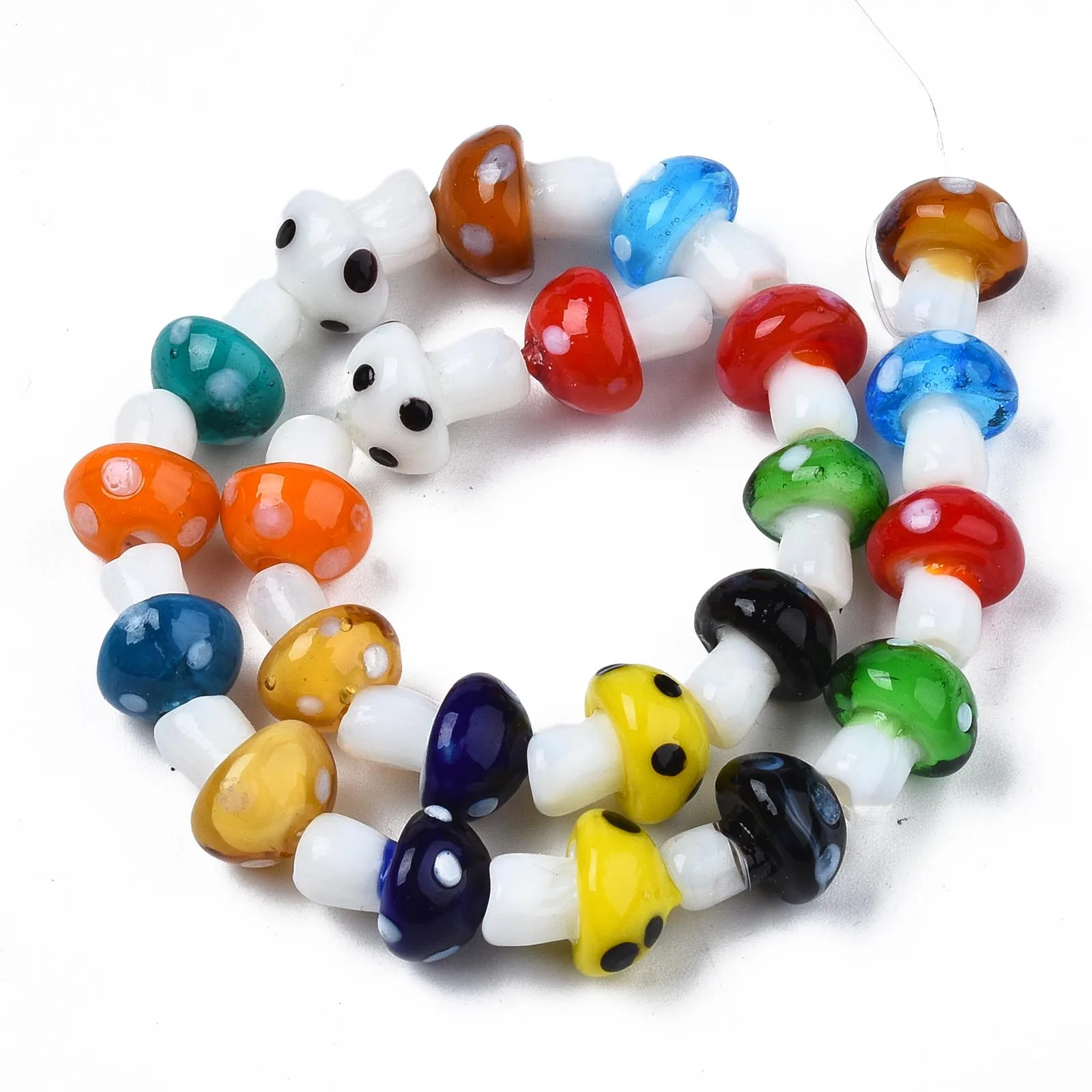 Mushroom Handmade Lampwork Beads 10 Strand Mixed Color Bead Charms for Trendy Necklace Bracelet DIY Jewelry Making Accessories