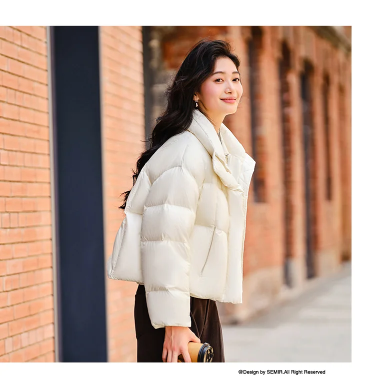 Down Jacket Women Waterproof Loose Simple New Winter Stand-Up Collar Outerwear Down Jacket