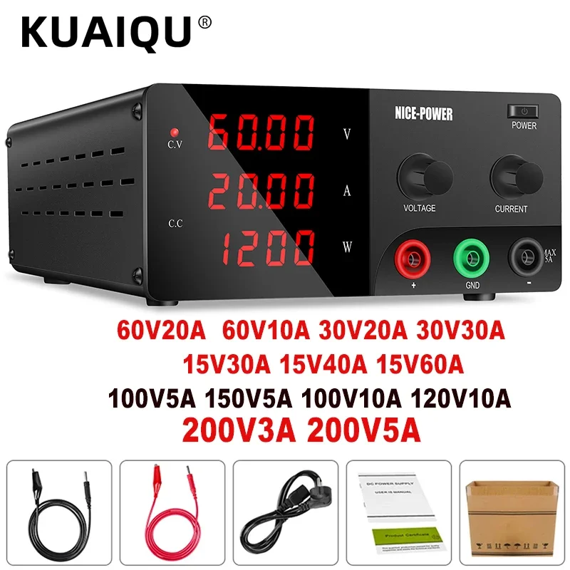 Fonte de alimentação CC regulada ajustável, regulador de corrente de tensão variável, alta potência, 450W-1200W, 15V, 60V, 20A, 100V, 10A, 30A, 30A