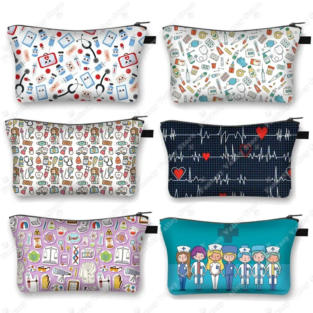 Doktor Nurse Kappe Kosmetische Fall Medizinische Stethoskop Spritze Toiletry Tasche Veranstalter Frauen Kosmetik Taschen EKG Krankenhaus Make-Up Tasche