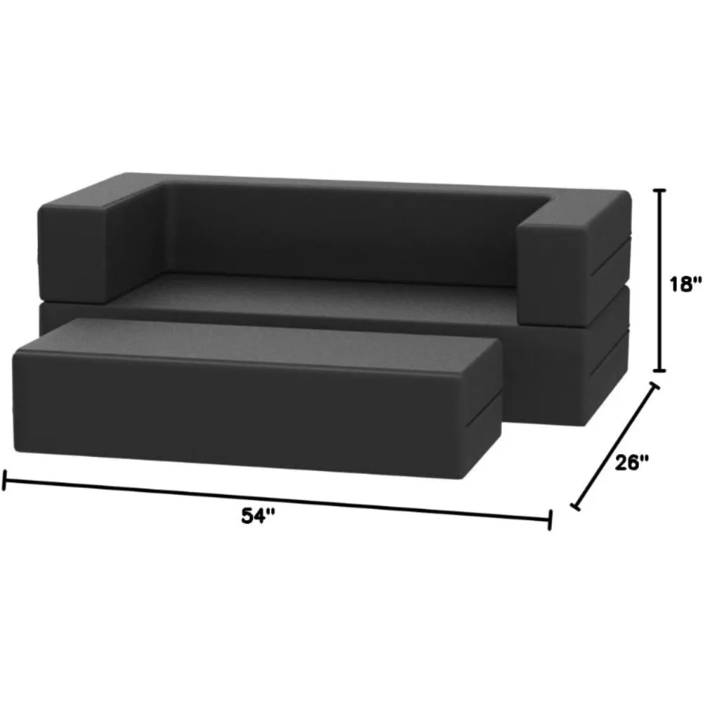 Zipline Kids Sofa & Large Ottoman 3 in 1 Fold Out Sofa, Big Kids Edition 2