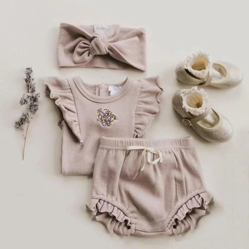 Baby Clothing Set medium Summer Romper Baby Girl Clothes Set 0-3Y Baby Cotton Sleeveless Top + Bottom 2PCS Shorts Children Girl Sets sun baby clothing set