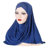 High Quality Muslim Women Pull On Headscarf Instant Hijab Scarf Islamic Pray Hat Full Cover Shawl Wrap One Piece Amira Headwraps