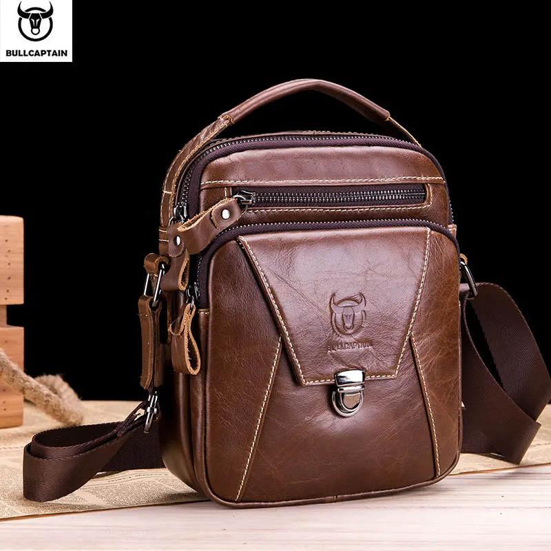 BULLCAPTAIN Genuine Leather Men's Bag Single Crossbody Bag Shoulder Bag Men's Messenger Bag