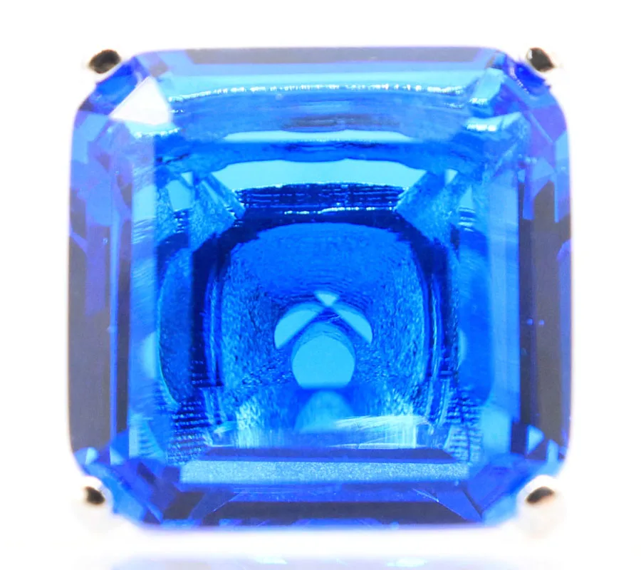 22X22Mm Super Big European Design 12.8G Swiss Blue Topaz Ladies Fidanzamento Anelli D'Argento Accattivante
