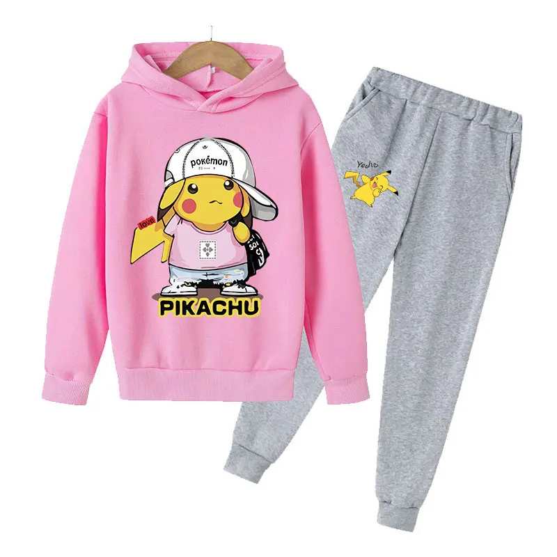 newborn baby clothes set girl 2022 New Trend Children's Clothing Set Pikachu Print Long Sleeve Hoodie + Pants Boys and Girls Cotton Suits Children's Casual We baby outfit sets girl Clothing Sets