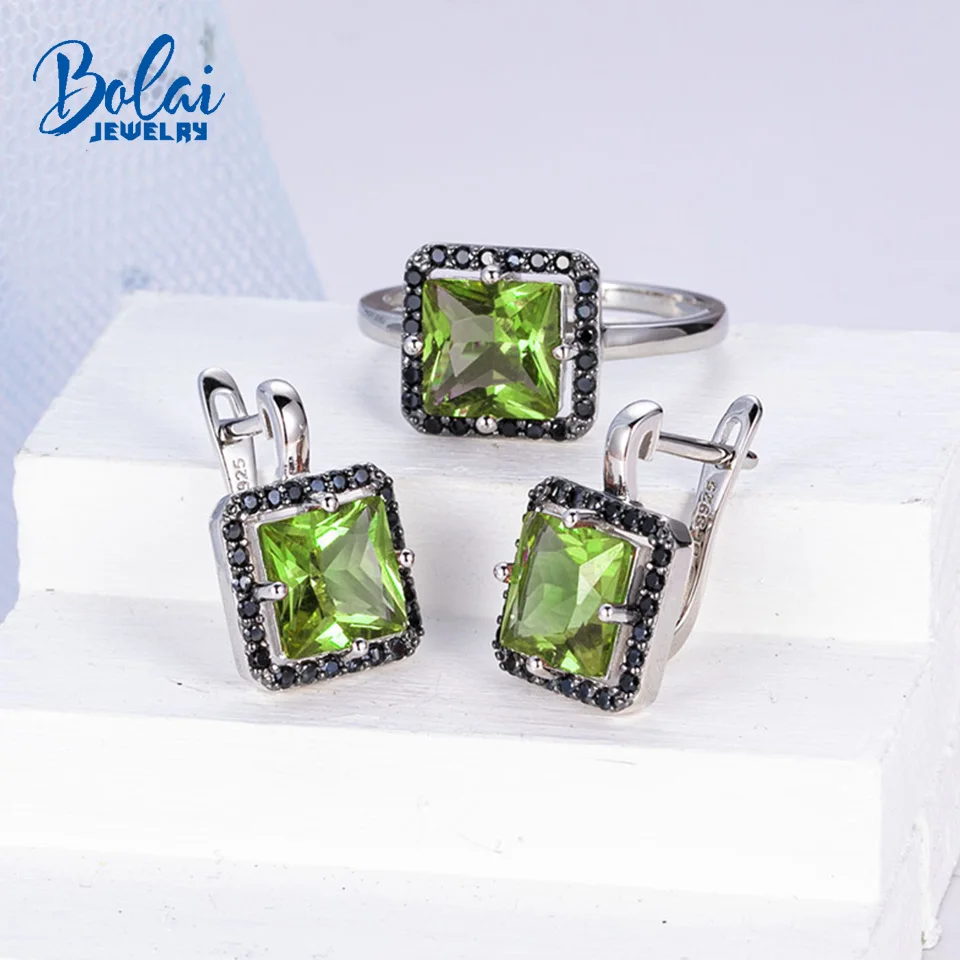 Bolai Color Change Zultanite Jewelry Set 925 Silver Princess 8.0Mm Creato Orecchini Diaspore Anello Gemma Per Regalo Da Donna
