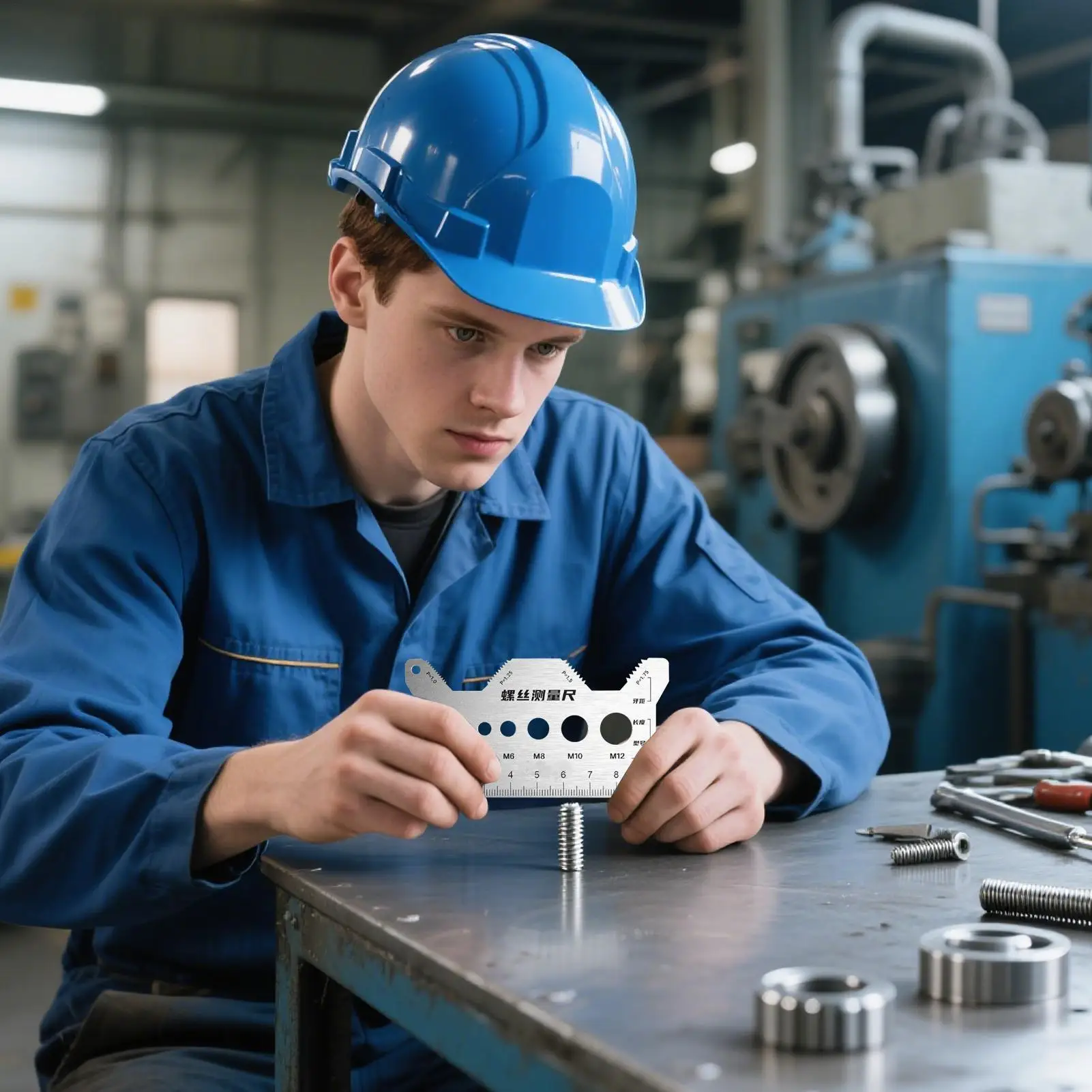 Bolt Measuring Tool Bolt Thread Stainless Steel Sizer Flat Double-Sided Screw Measuring Device for Pattern Jewelry Watch