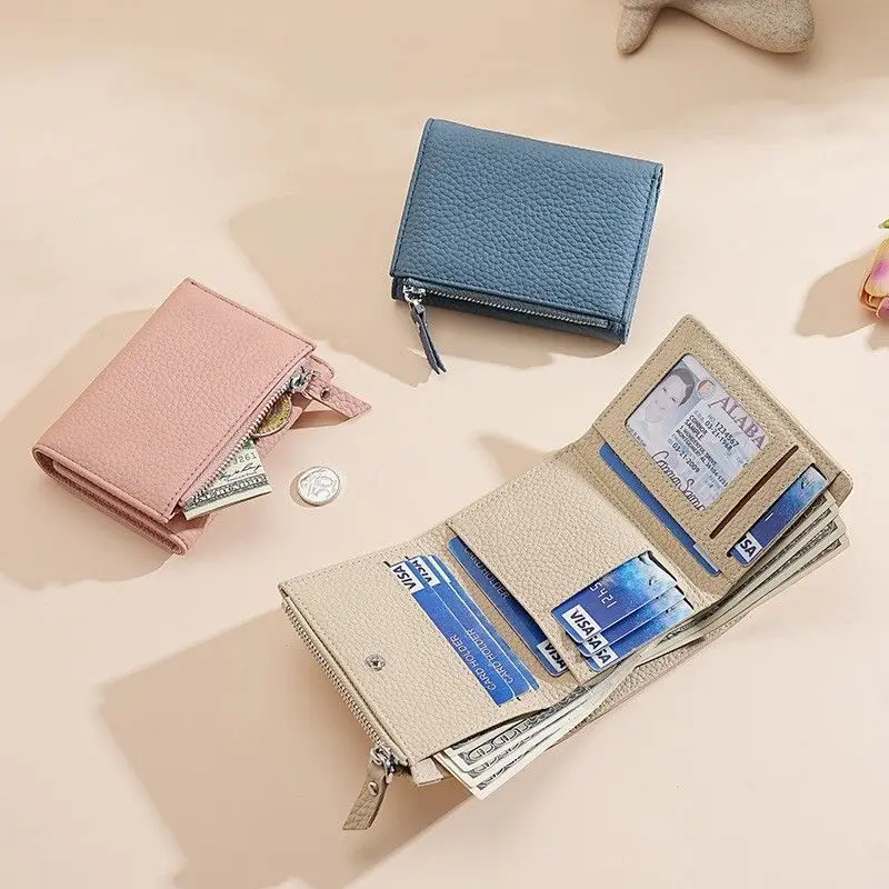 Women's RFID Blocking Trifold Wallet - Secure PU Leather with Multi-Card Slots & Zipper Coin Pocket