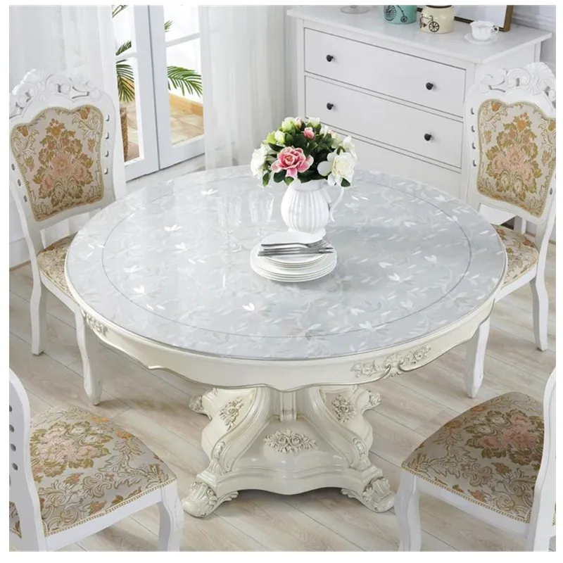 Round Tablecloth Transparent Soft PVC Waterproof Oilprpoof Living Room Dining Tables Kitchen Desk Protector Home Decor 1.0mm (11 5
