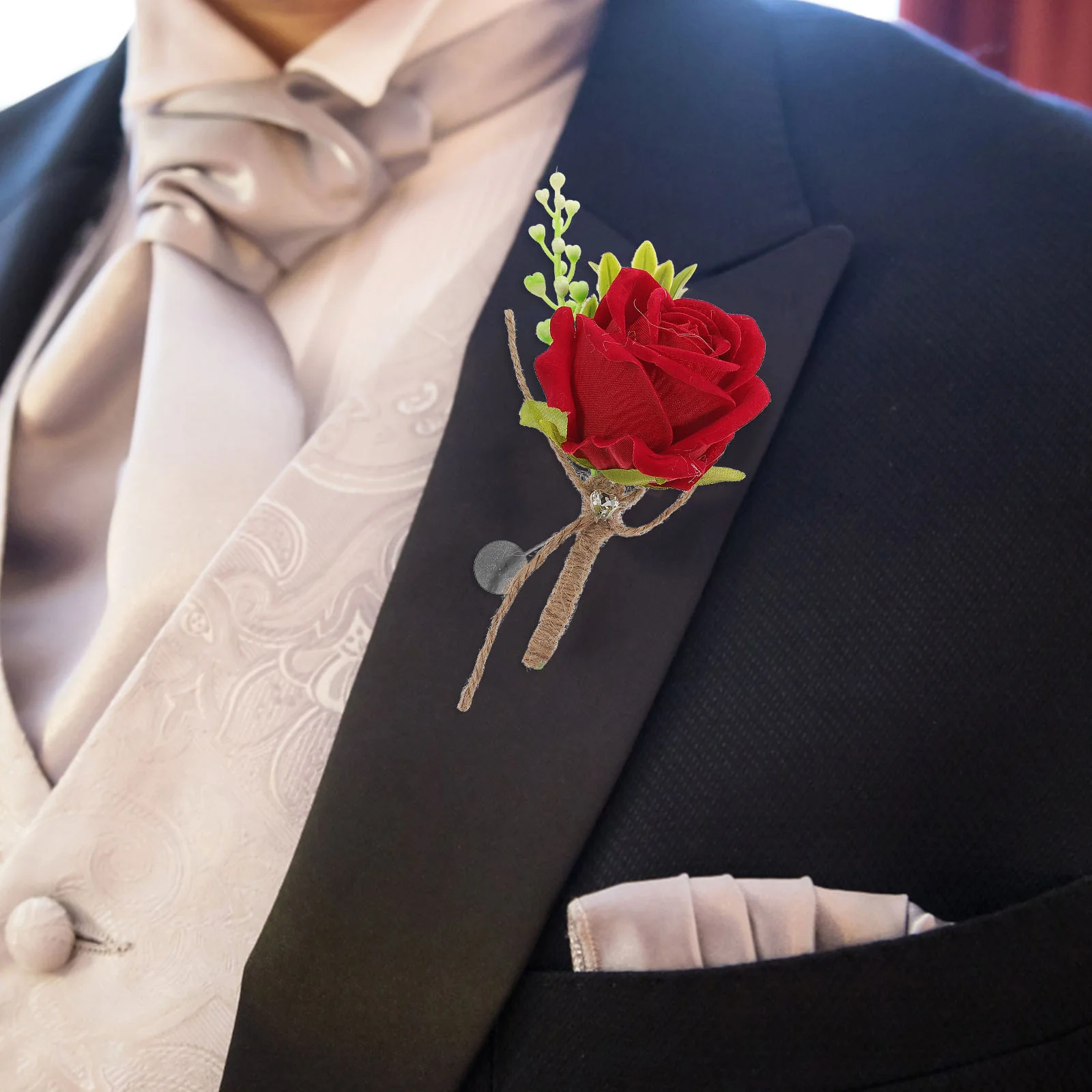 

2pcs room and Groomsmen Boutonnieres Simulated Rose Corsages for Wedding Engagement