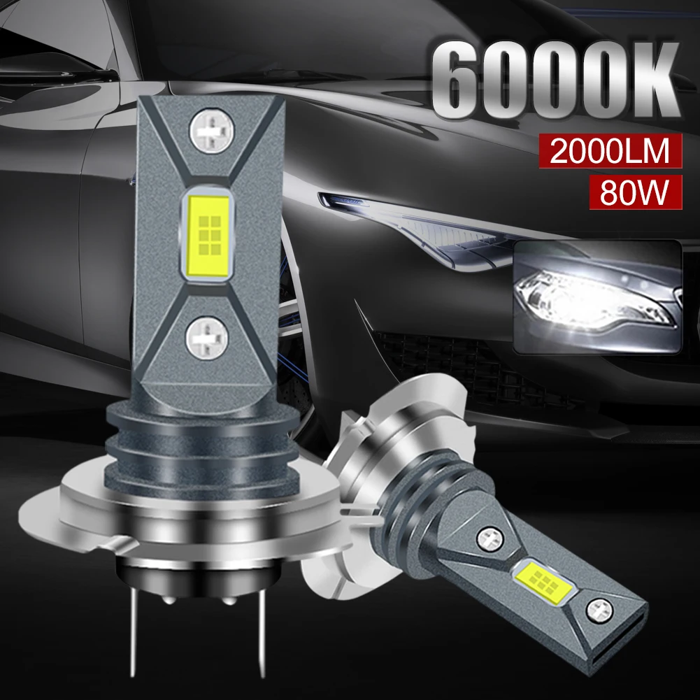 

2PCS H7 Car LED Fog Light 9005 H4 H11 H16 Headlight LED Bulb 160W 12V-24V 6000K White Front Light Plug and Play Car Accessories