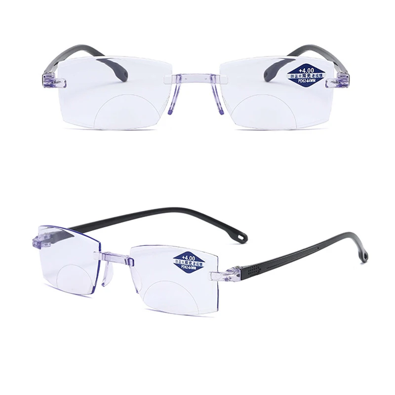 5 Pcs Frameless Cutting Multi-focus Bifocal Reading Glasses Unisex Far And Near Dual-use Anti-blue light Hyperopia