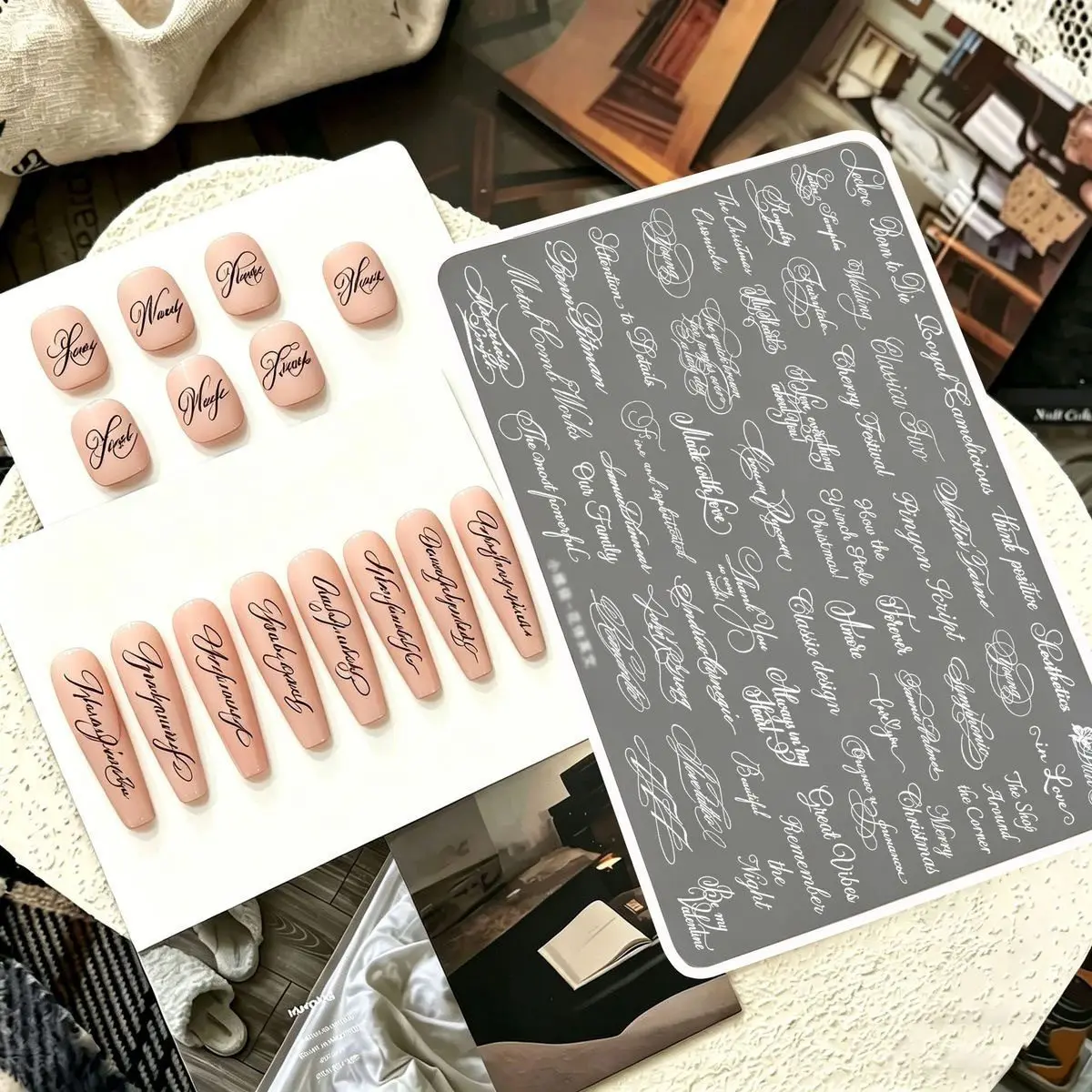 특수 꽃무늬가 있는 영어 알파벳 스탬핑 플레이트 15x10cm 네일 디자인, 네일..