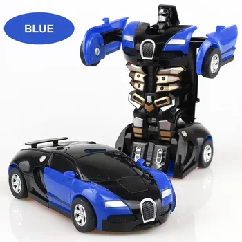 Onekey Automatic Collision Deformation Robot Boy Gift Dual Form Toy Car Father Son Interactive Model Car 1