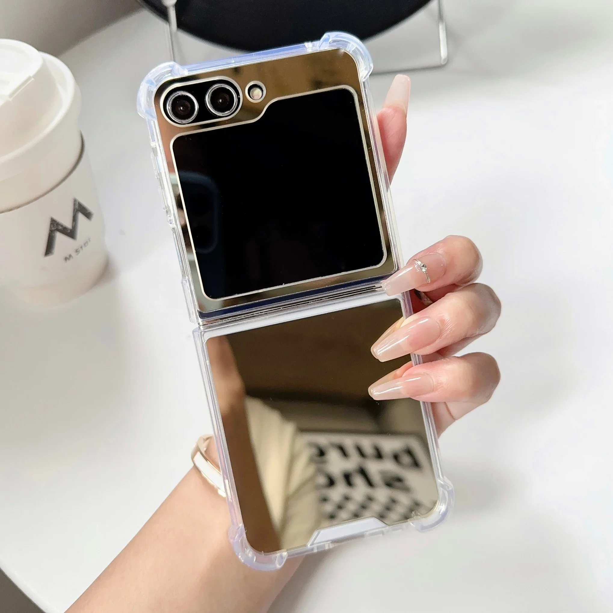 Fashion Mirror Case for Samsung Galaxy Z Flip 5 5G Flip5 Cosmetic Mirror  Protection Shockproof Gold Funda Anti-Scratch Cover - AliExpress