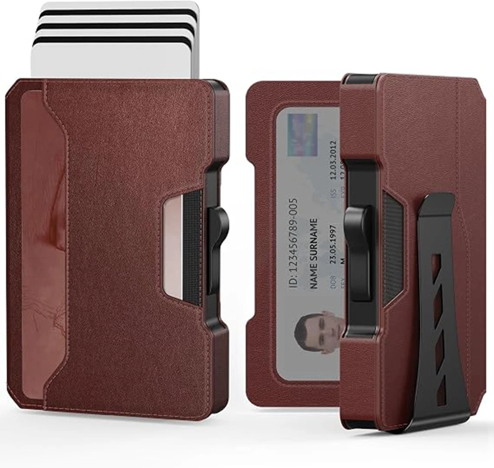 Sleek Men's RFID Blocking Aluminum Wallet with Money Clip & ID Window, Holds 9-13 Cards