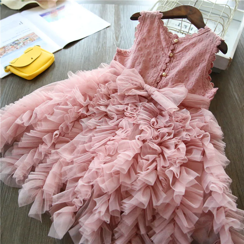 

Princess Dress Girl's Fluffy Yarn Summer2024New Cake Dress Children's Baby Fashionable Dress Gauze Skirt Super Fairy-WSNY