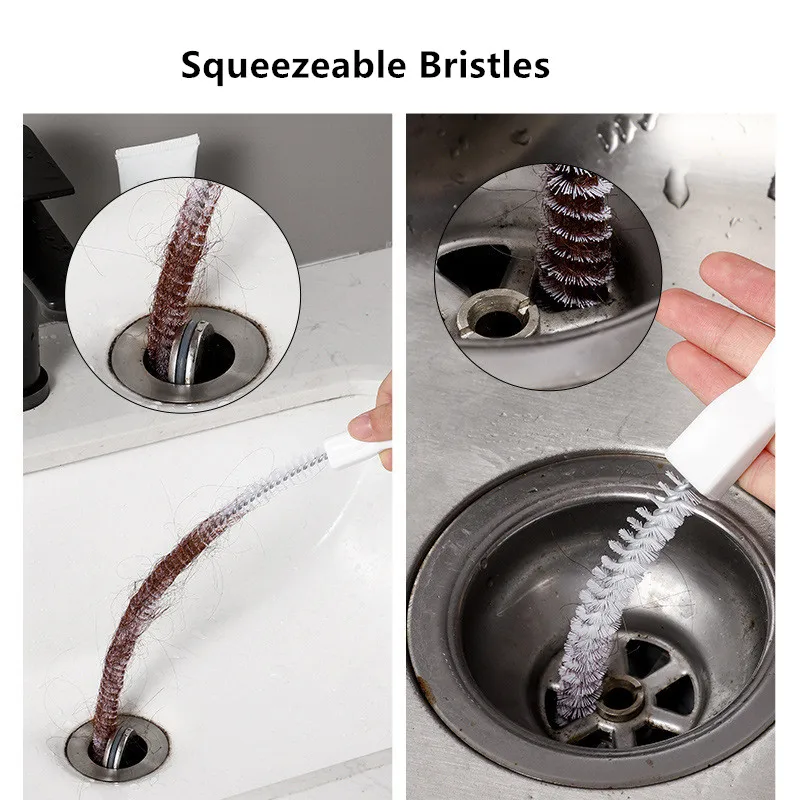 Pipe Dredging Brush Bathroom Hair Sewer Sink Cleaning Brush Drain Cleaner Flexible Cleaner Kitchen Clog Plug Hole Remover Tool