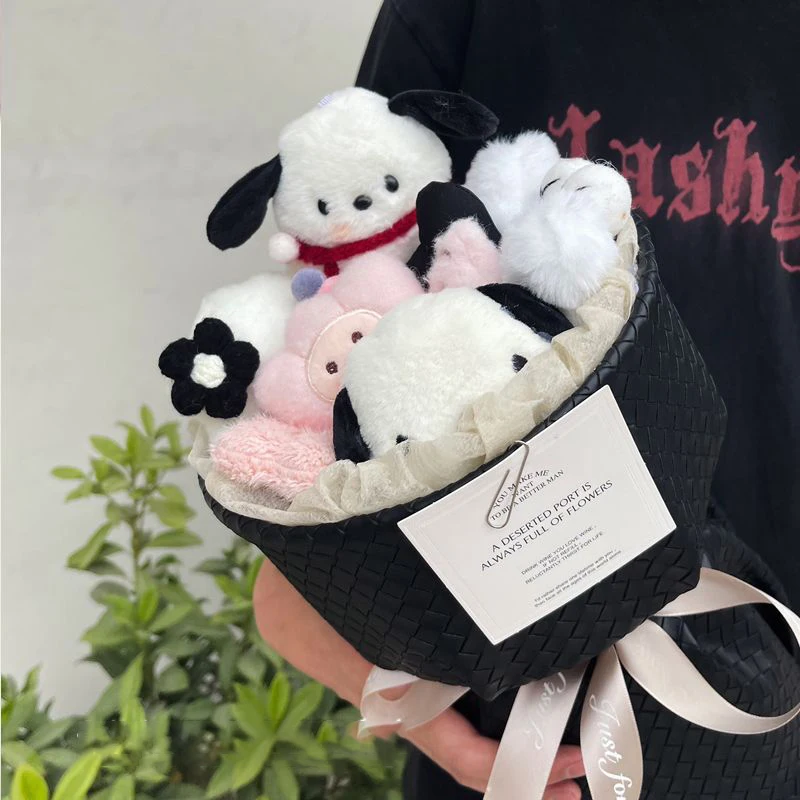 

Sanrio Pochacco Kuromi Cinnamoroll Mymelody Kawaii Cartoon Plush Doll Bouquet Girl Valentine's Day Christmas Graduation Gifts