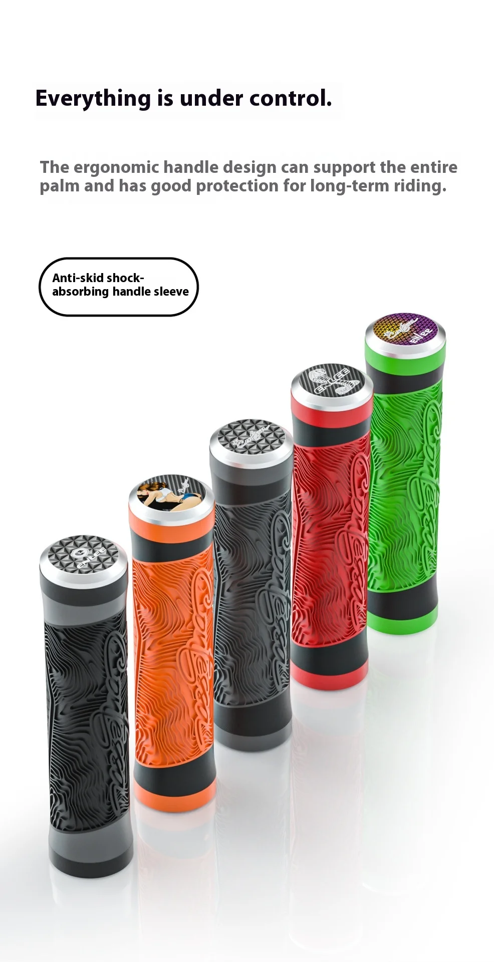 Description Picture 2 of itemNew Quality MTB Bike Handle Silicone Grips Flat Handlebar Bicycle Bar End Plugs Anti-Slip For MTB Road BMX Mountain Bike Parts