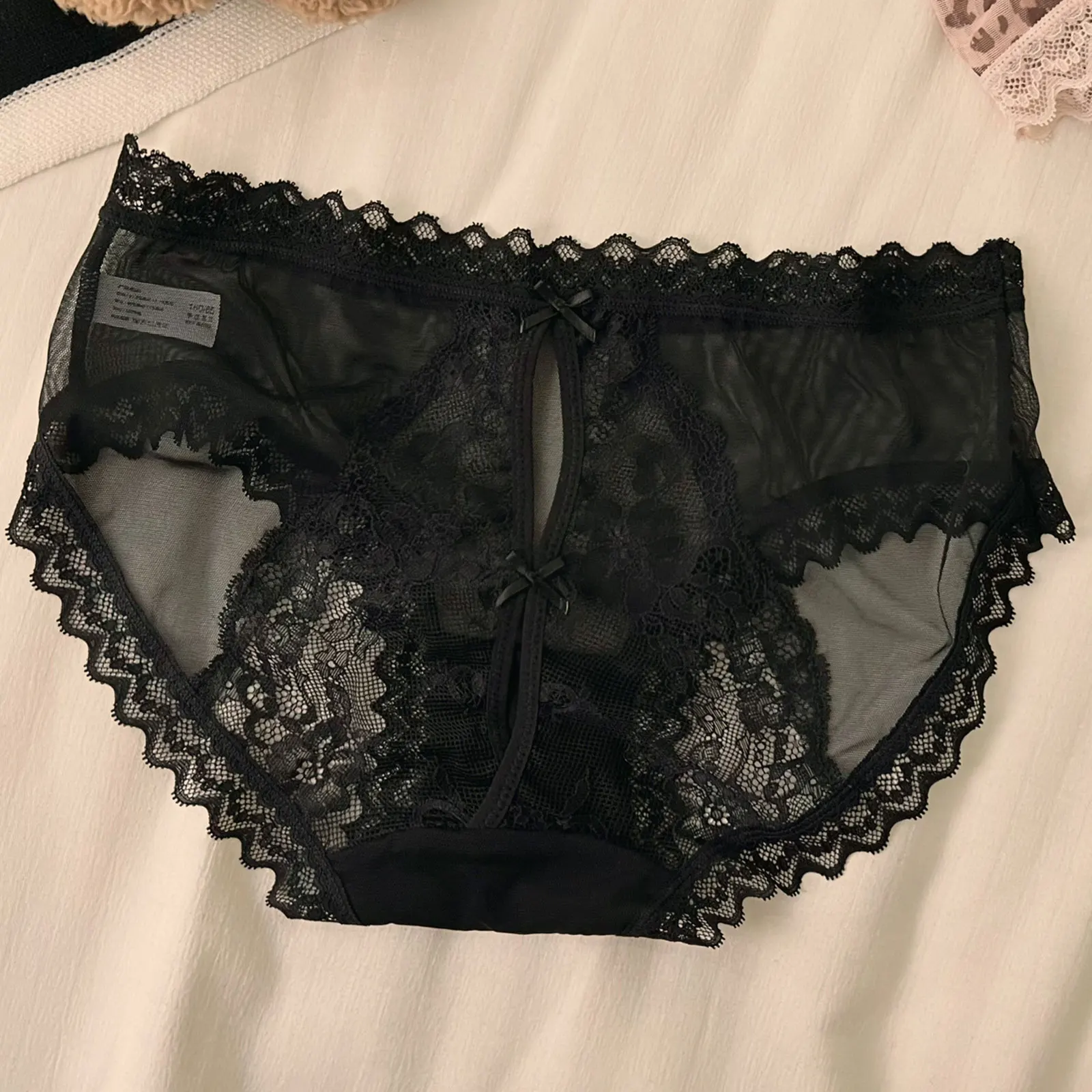 Sexy Lace Leopard Print Women's Underwear Transparent Pure Cotton Crotch Hollow out mid Waist e Panties Breathable Nyl...