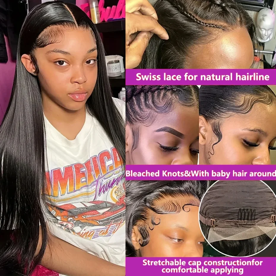 100% 인모 2x6 5x5 착용 즉시 가능 글루리스 본 스트레이트 가발 베트남산 레미헤어 더블 드로운 13x4 13x6 레이스 프론탈 가발