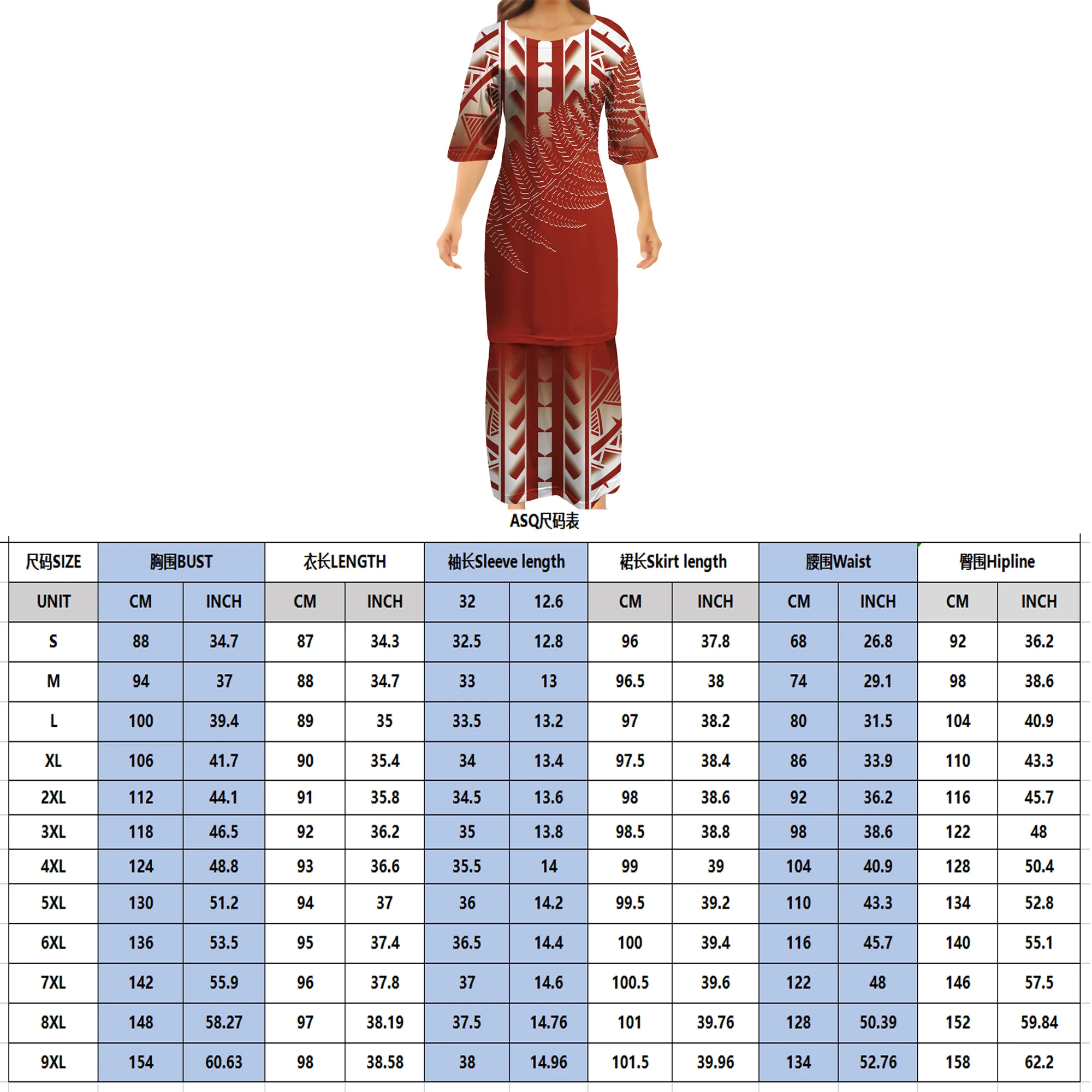 Description Picture 3 of itemFamily Set Clothes Adult Children's Clothing 4-piece Sets Women Dress Custom Hibiscus Polynesian Tribal Design For White Sunday