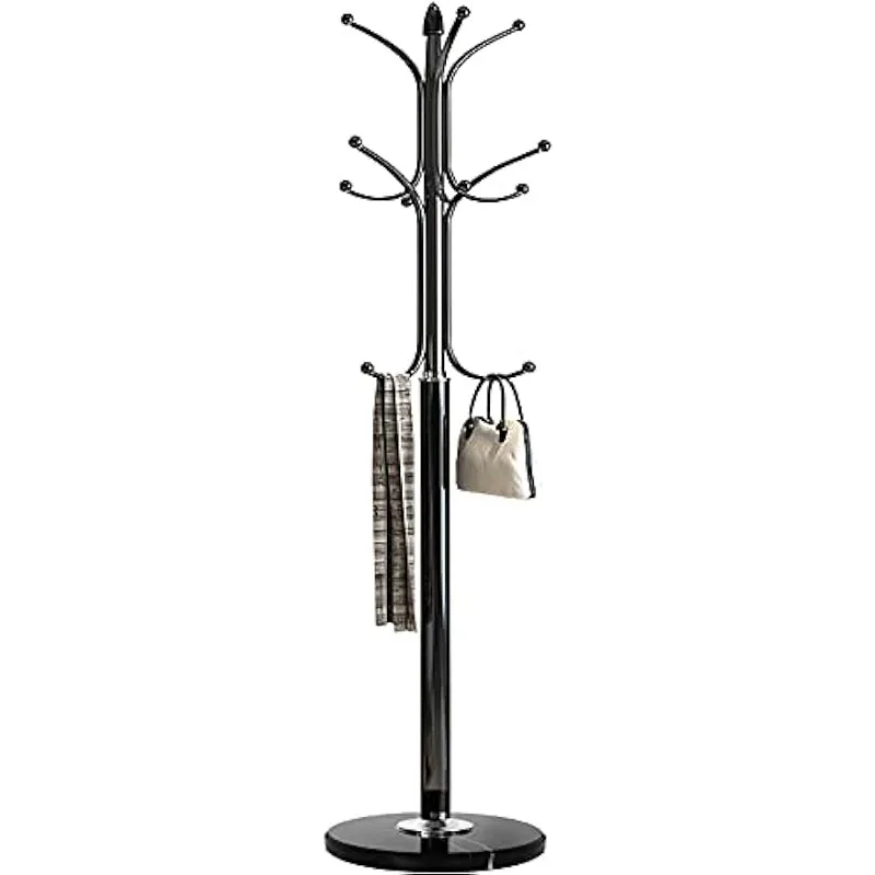 

Kertnic Metal Coat Rack Stand with Natural Marble Base, Free Standing Hall Tree with 12 Hooks for Hanging Scarf, Bag, Jacket