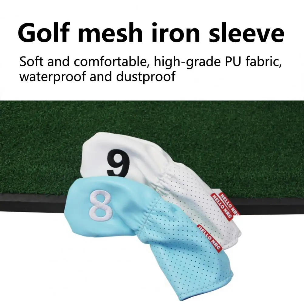 9Pcs/Set Golf Club Covers Mesh Design Thick Plush Dustproof Prevent Damage Waterproof Durable Golfs Iron Headcovers Supplies